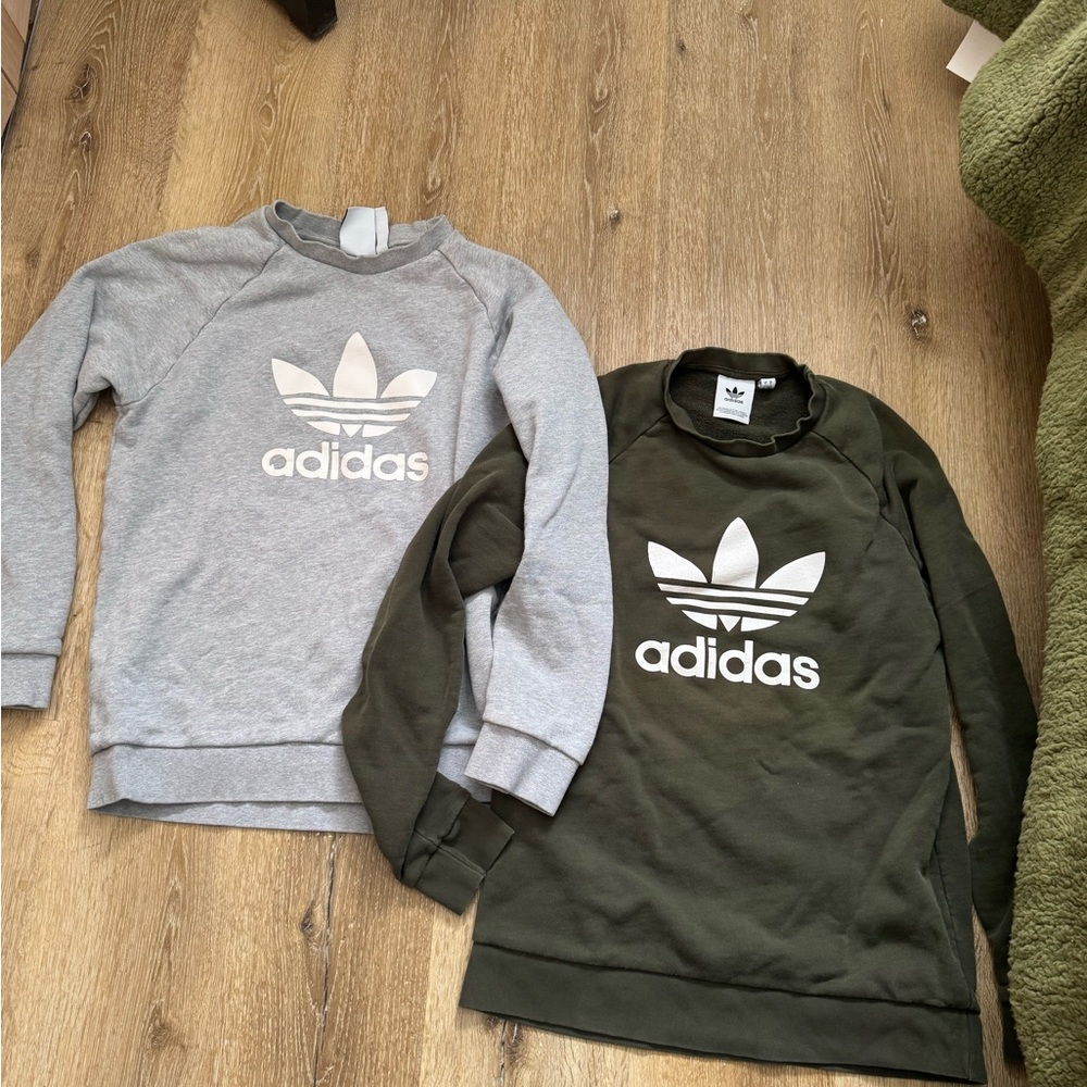 Adidas Gray and Olive Sweatshirts Men Small